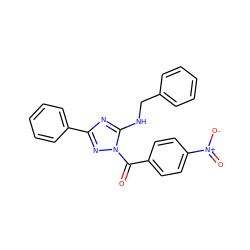 O=C(c1ccc([N+](=O)[O-])cc1)n1nc(-c2ccccc2)nc1NCc1ccccc1 ZINC000001118885