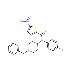 O=C(c1ccc([N+](=O)[O-])s1)N(c1ccc(Br)cc1)C1CCN(Cc2ccccc2)CC1 ZINC000013817830