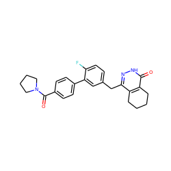 O=C(c1ccc(-c2cc(Cc3n[nH]c(=O)c4c3CCCC4)ccc2F)cc1)N1CCCC1 ZINC000139641854