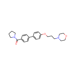 O=C(c1ccc(-c2ccc(OCCCN3CCOCC3)cc2)cc1)N1CCCC1 ZINC000013488933