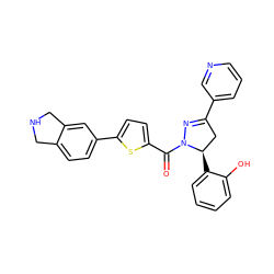 O=C(c1ccc(-c2ccc3c(c2)CNC3)s1)N1N=C(c2cccnc2)C[C@H]1c1ccccc1O ZINC000071334715