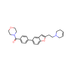 O=C(c1ccc(-c2ccc3oc(CCN4CC=CCC4)cc3c2)cc1)N1CCOCC1 ZINC000013589393