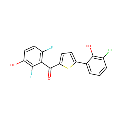 O=C(c1ccc(-c2cccc(Cl)c2O)s1)c1c(F)ccc(O)c1F ZINC001772621260