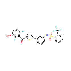 O=C(c1ccc(-c2cccc(NS(=O)(=O)c3ccccc3C(F)(F)F)c2)s1)c1c(F)ccc(O)c1F ZINC000473153053