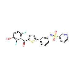 O=C(c1ccc(-c2cccc(NS(=O)(=O)c3cccnc3)c2)s1)c1c(F)ccc(O)c1F ZINC000473150953