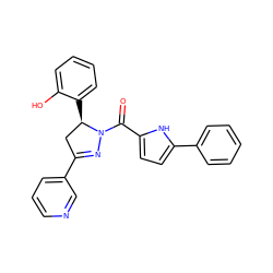 O=C(c1ccc(-c2ccccc2)[nH]1)N1N=C(c2cccnc2)C[C@H]1c1ccccc1O ZINC000071294781