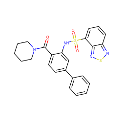 O=C(c1ccc(-c2ccccc2)cc1NS(=O)(=O)c1cccc2nsnc12)N1CCCCC1 ZINC000035065168