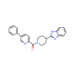 O=C(c1ccc(-c2ccccc2)cn1)N1CCC(c2nc3ccccc3[nH]2)CC1 ZINC000040897855