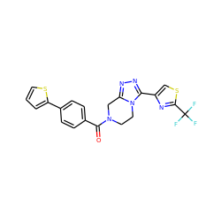 O=C(c1ccc(-c2cccs2)cc1)N1CCn2c(nnc2-c2csc(C(F)(F)F)n2)C1 ZINC000142943895