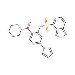 O=C(c1ccc(-n2cccc2)cc1NS(=O)(=O)c1cccc2nsnc12)N1CCCCC1 ZINC000038360898