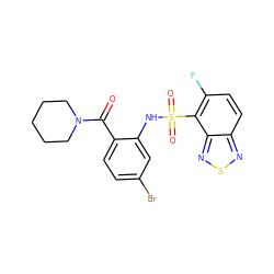 O=C(c1ccc(Br)cc1NS(=O)(=O)c1c(F)ccc2nsnc12)N1CCCCC1 ZINC000035065154