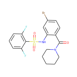 O=C(c1ccc(Br)cc1NS(=O)(=O)c1c(F)cccc1F)N1CCCCC1 ZINC000028969342