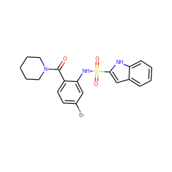 O=C(c1ccc(Br)cc1NS(=O)(=O)c1cc2ccccc2[nH]1)N1CCCCC1 ZINC000035065007