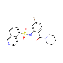 O=C(c1ccc(Br)cc1NS(=O)(=O)c1cccc2cnccc12)N1CCCCC1 ZINC000035064978