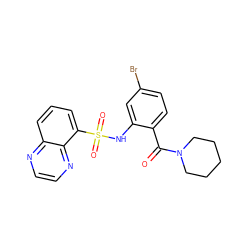 O=C(c1ccc(Br)cc1NS(=O)(=O)c1cccc2nccnc12)N1CCCCC1 ZINC000029062532