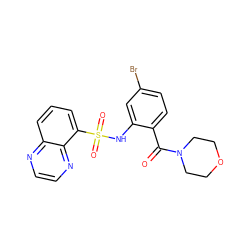 O=C(c1ccc(Br)cc1NS(=O)(=O)c1cccc2nccnc12)N1CCOCC1 ZINC000040568090