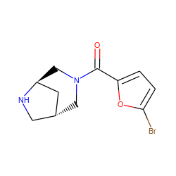 O=C(c1ccc(Br)o1)N1C[C@@H]2CN[C@H](C2)C1 ZINC000101570604