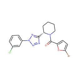 O=C(c1ccc(Br)o1)N1CCCC[C@H]1c1nnn(-c2cccc(Cl)c2)n1 ZINC000034999123