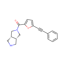 O=C(c1ccc(C#Cc2ccccc2)o1)N1C[C@@H]2CNC[C@@H]2C1 ZINC000114152471