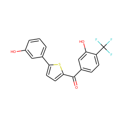 O=C(c1ccc(C(F)(F)F)c(O)c1)c1ccc(-c2cccc(O)c2)s1 ZINC000473151538