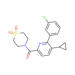 O=C(c1ccc(C2CC2)c(-c2cccc(Cl)c2)n1)N1CCS(=O)(=O)CC1 ZINC000207728698