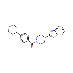 O=C(c1ccc(C2CCCCC2)cc1)N1CCC(c2nc3ccccc3[nH]2)CC1 ZINC000040403374