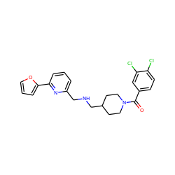 O=C(c1ccc(Cl)c(Cl)c1)N1CCC(CNCc2cccc(-c3ccco3)n2)CC1 ZINC000013782356