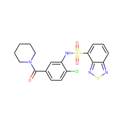 O=C(c1ccc(Cl)c(NS(=O)(=O)c2cccc3nsnc23)c1)N1CCCCC1 ZINC000035065143