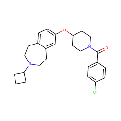 O=C(c1ccc(Cl)cc1)N1CCC(Oc2ccc3c(c2)CCN(C2CCC2)CC3)CC1 ZINC000103244688