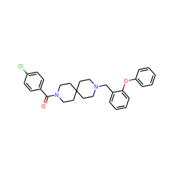 O=C(c1ccc(Cl)cc1)N1CCC2(CCN(Cc3ccccc3Oc3ccccc3)CC2)CC1 ZINC000013981733