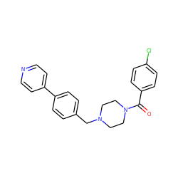 O=C(c1ccc(Cl)cc1)N1CCN(Cc2ccc(-c3ccncc3)cc2)CC1 ZINC000040937550