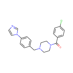 O=C(c1ccc(Cl)cc1)N1CCN(Cc2ccc(-n3ccnc3)cc2)CC1 ZINC000040423330