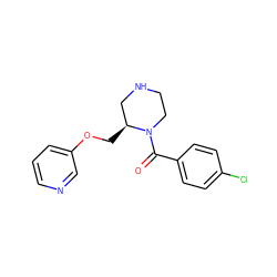 O=C(c1ccc(Cl)cc1)N1CCNC[C@@H]1COc1cccnc1 ZINC000114581862