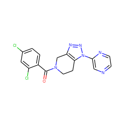 O=C(c1ccc(Cl)cc1Cl)N1CCc2c(nnn2-c2cnccn2)C1 ZINC000225974235