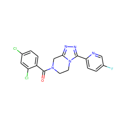 O=C(c1ccc(Cl)cc1Cl)N1CCn2c(nnc2-c2ccc(F)cn2)C1 ZINC000095565733