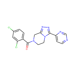 O=C(c1ccc(Cl)cc1Cl)N1CCn2c(nnc2-c2ccncn2)C1 ZINC000095565325