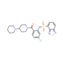 O=C(c1ccc(Cl)cc1NS(=O)(=O)c1cccc2nsnc12)N1CCC(N2CCCCC2)CC1 ZINC000035064991