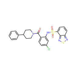 O=C(c1ccc(Cl)cc1NS(=O)(=O)c1cccc2nsnc12)N1CCC(c2ccccc2)CC1 ZINC000035065194