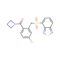 O=C(c1ccc(Cl)cc1NS(=O)(=O)c1cccc2nsnc12)N1CCC1 ZINC000035065177