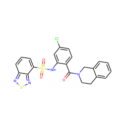 O=C(c1ccc(Cl)cc1NS(=O)(=O)c1cccc2nsnc12)N1CCc2ccccc2C1 ZINC000035065184