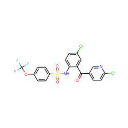 O=C(c1ccc(Cl)nc1)c1cc(Cl)ccc1NS(=O)(=O)c1ccc(OC(F)(F)F)cc1 ZINC000201668262