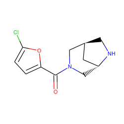 O=C(c1ccc(Cl)o1)N1C[C@@H]2C[C@H](CN2)C1 ZINC000101570621