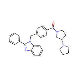 O=C(c1ccc(Cn2c(-c3ccccc3)nc3ccccc32)cc1)N1CC[C@H](N2CCCC2)C1 ZINC000045391084