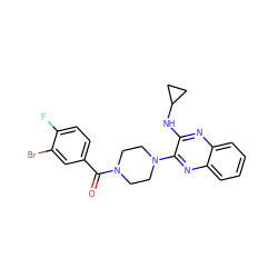 O=C(c1ccc(F)c(Br)c1)N1CCN(c2nc3ccccc3nc2NC2CC2)CC1 ZINC000144153832