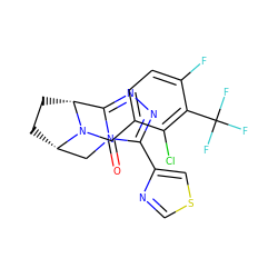 O=C(c1ccc(F)c(C(F)(F)F)c1Cl)N1[C@H]2CC[C@@H]1c1nnc(-c3cscn3)n1C2 ZINC000226123720