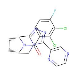 O=C(c1ccc(F)c(Cl)c1Cl)N1[C@H]2CC[C@@H]1c1nnc(-c3cnccn3)n1C2 ZINC000226096675