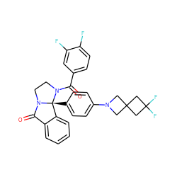 O=C(c1ccc(F)c(F)c1)N1CCN2C(=O)c3ccccc3[C@@]12c1ccc(N2CC3(C2)CC(F)(F)C3)cc1 ZINC001772616776