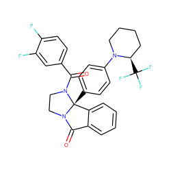 O=C(c1ccc(F)c(F)c1)N1CCN2C(=O)c3ccccc3[C@@]12c1ccc(N2CCCC[C@H]2C(F)(F)F)cc1 ZINC001772578389