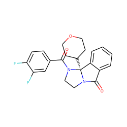 O=C(c1ccc(F)c(F)c1)N1CCN2C(=O)c3ccccc3[C@]12C1CCOCC1 ZINC000299831018