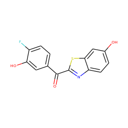 O=C(c1ccc(F)c(O)c1)c1nc2ccc(O)cc2s1 ZINC000095556652